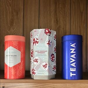 Teavana Tea Canisters Set - Coral, White, Blue